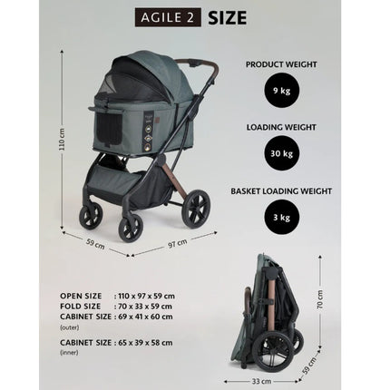 Agile 2 - Pet Stroller (up to 30kg)