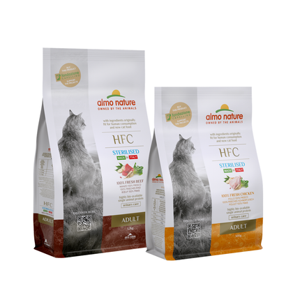 HFC Sterilisiertes Trockenfutter für Katzen – 300 g oder 1,2 kg