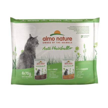 Anti Hairball Nassfutter für Katzen – Multipack – 10 (6 x 70 g)